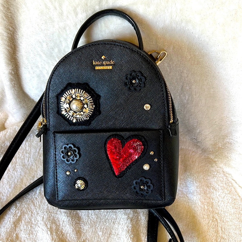 Kate Spade FINER THINGS MERRY - convertible leather mini backpack Beaded, Sequin